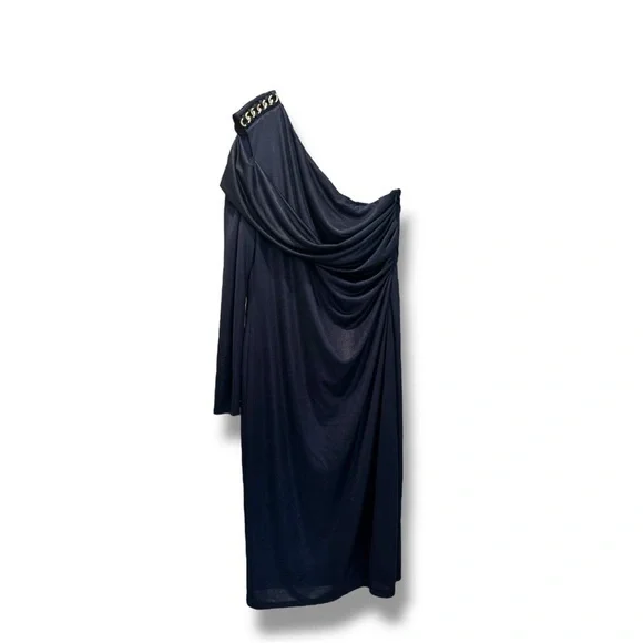 Lauren Ralph Lauren Navy One-Shoulder Draped Dress – Size 14 – NWOT - Picture 7 of 9